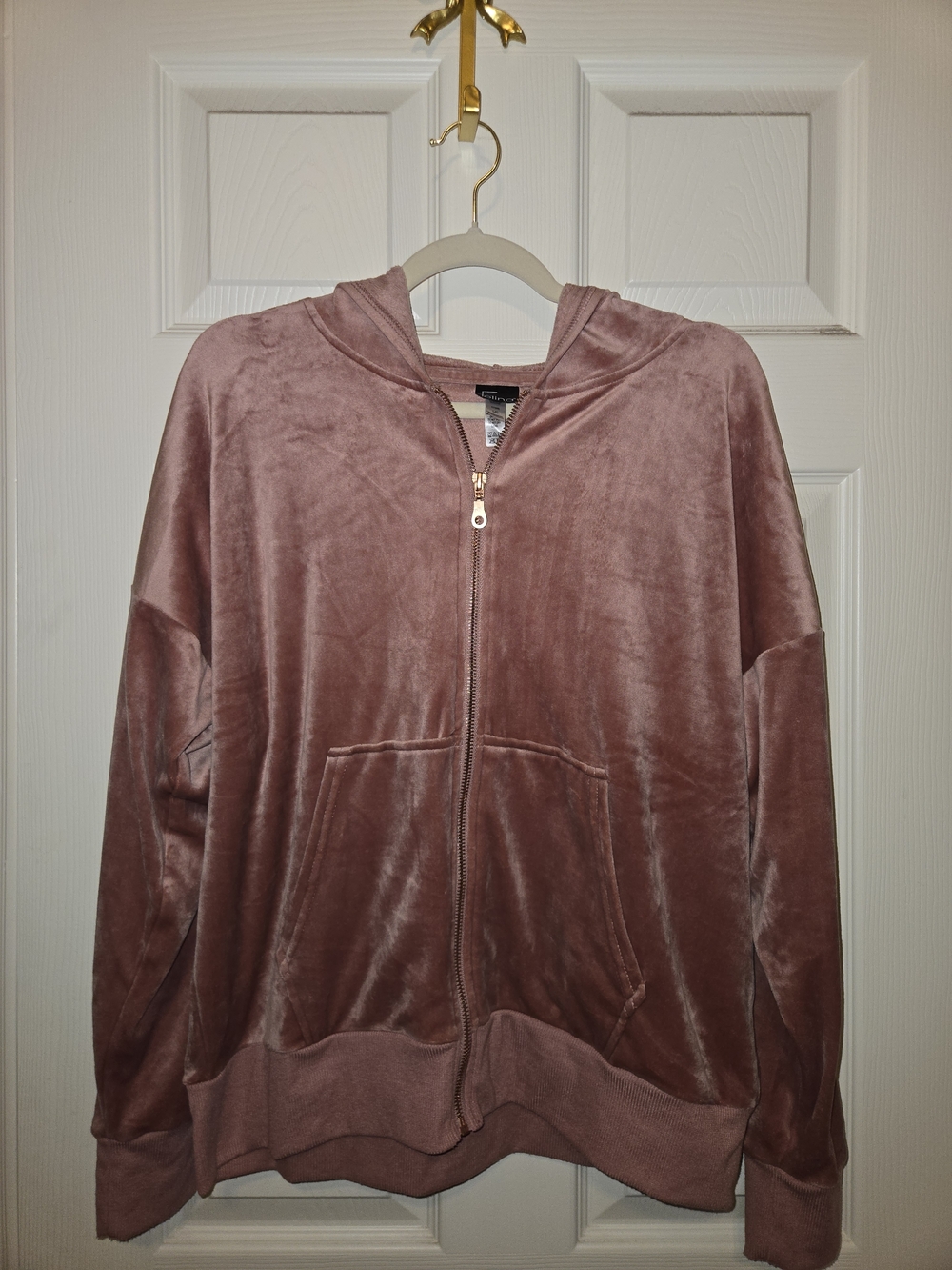 Felina Velvet Zip-Up Hoodie And Pants Set in Dusty Rose
